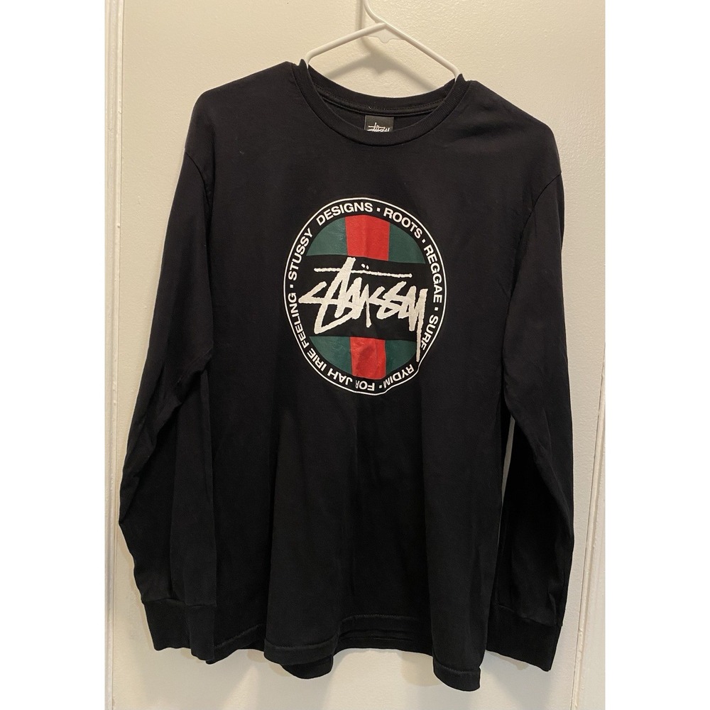 Stussy Designs Roots Reggae Graphic Long Sleeve Tee Size M Cool Streetwear Style